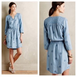 Anthropologie Holding Horses Riley Chambray Dress